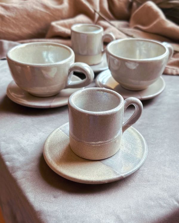 Pearl Oyster Coffee/Espresso Cup Set - Los Artisans