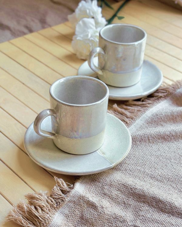 Pearl Oyster Coffee/Espresso Cup Set - Los Artisans