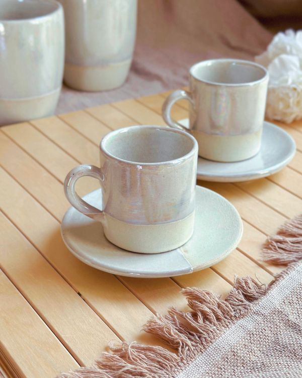 Pearl Oyster Coffee/Espresso Cup Set - Los Artisans