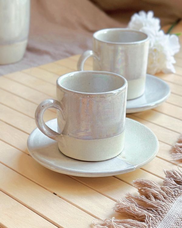 Pearl Oyster Coffee/Espresso Cup Set - Los Artisans