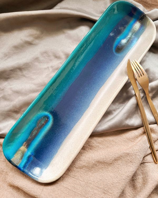 Coastal Skies Artisan Rectangular Platter - Los Artisans