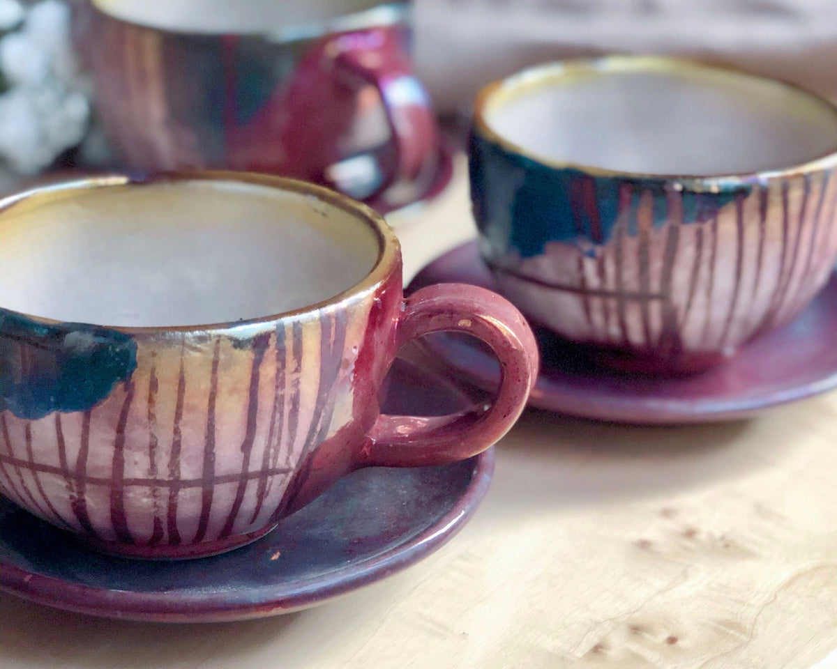 Abstract Art cappuccino cup viewed from another angle