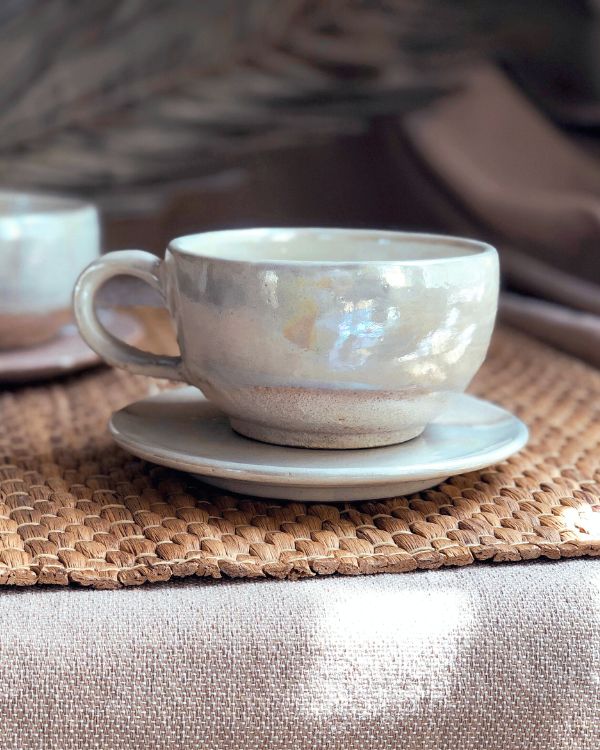 Pearl Oyster Cappuccino Cup Set - Los Artisans