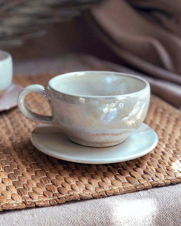 Pearl Oyster Cappuccino Cup Set - Los Artisans