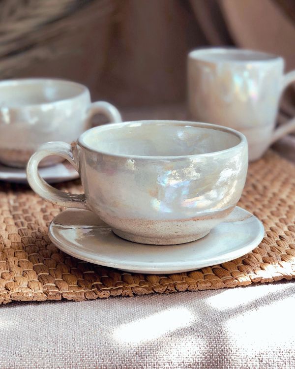 Pearl Oyster Cappuccino Cup Set - Los Artisans