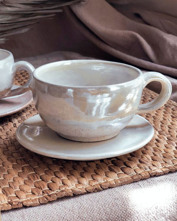 Pearl Oyster Cappuccino Cup Set - Los Artisans
