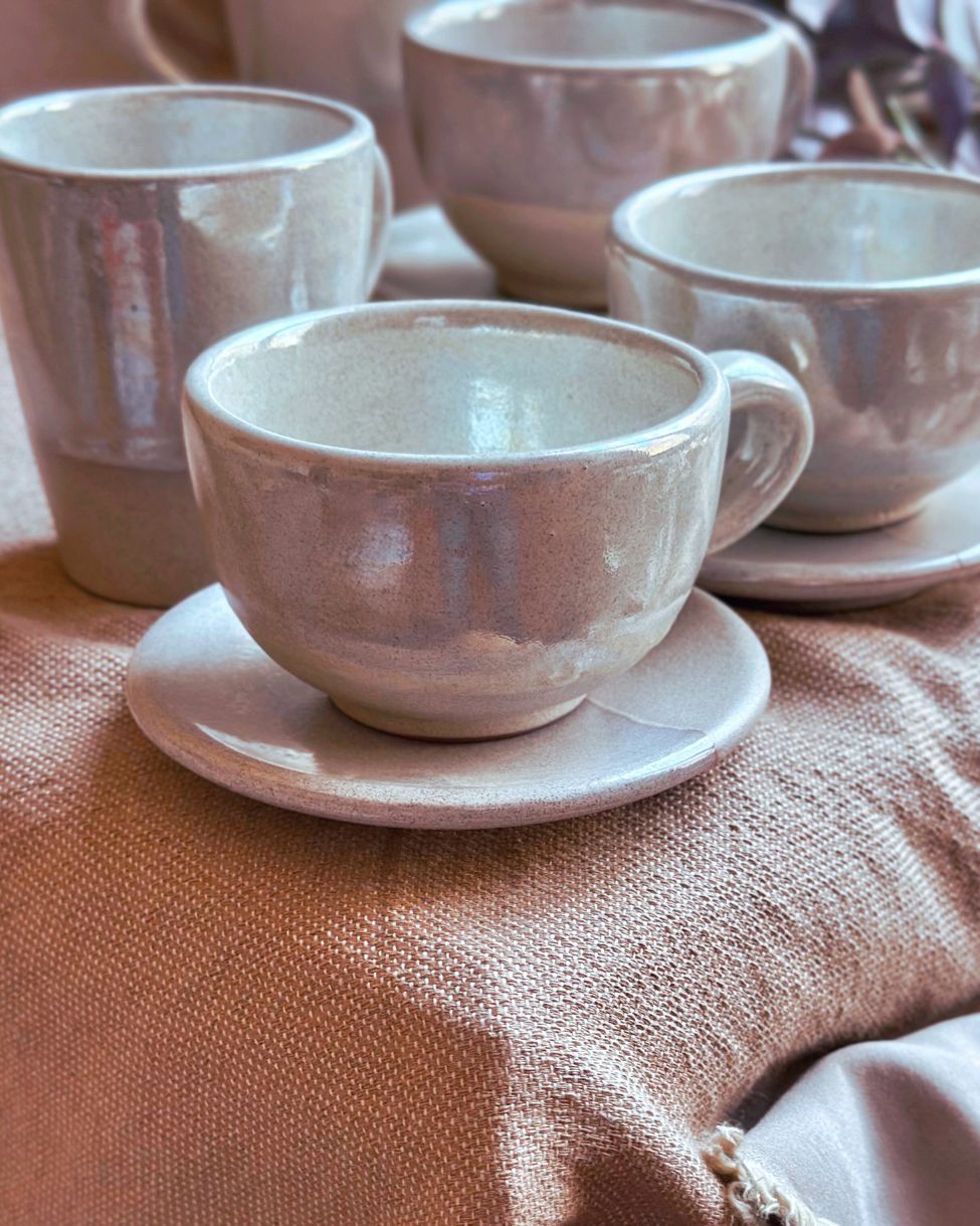Pearl Oyster Cappuccino Cup Set - Los Artisans