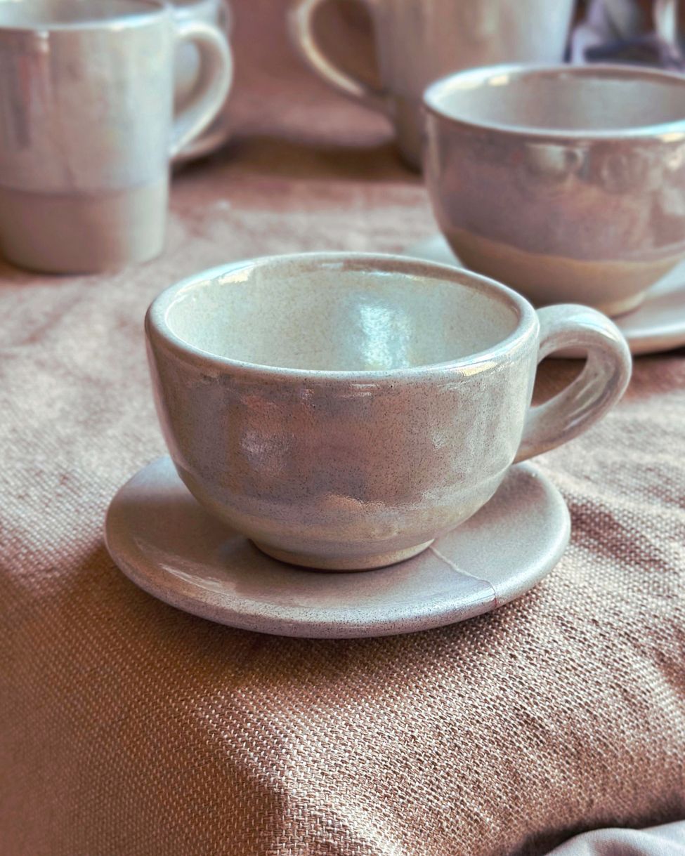 Pearl Oyster Cappuccino Cup Set - Los Artisans