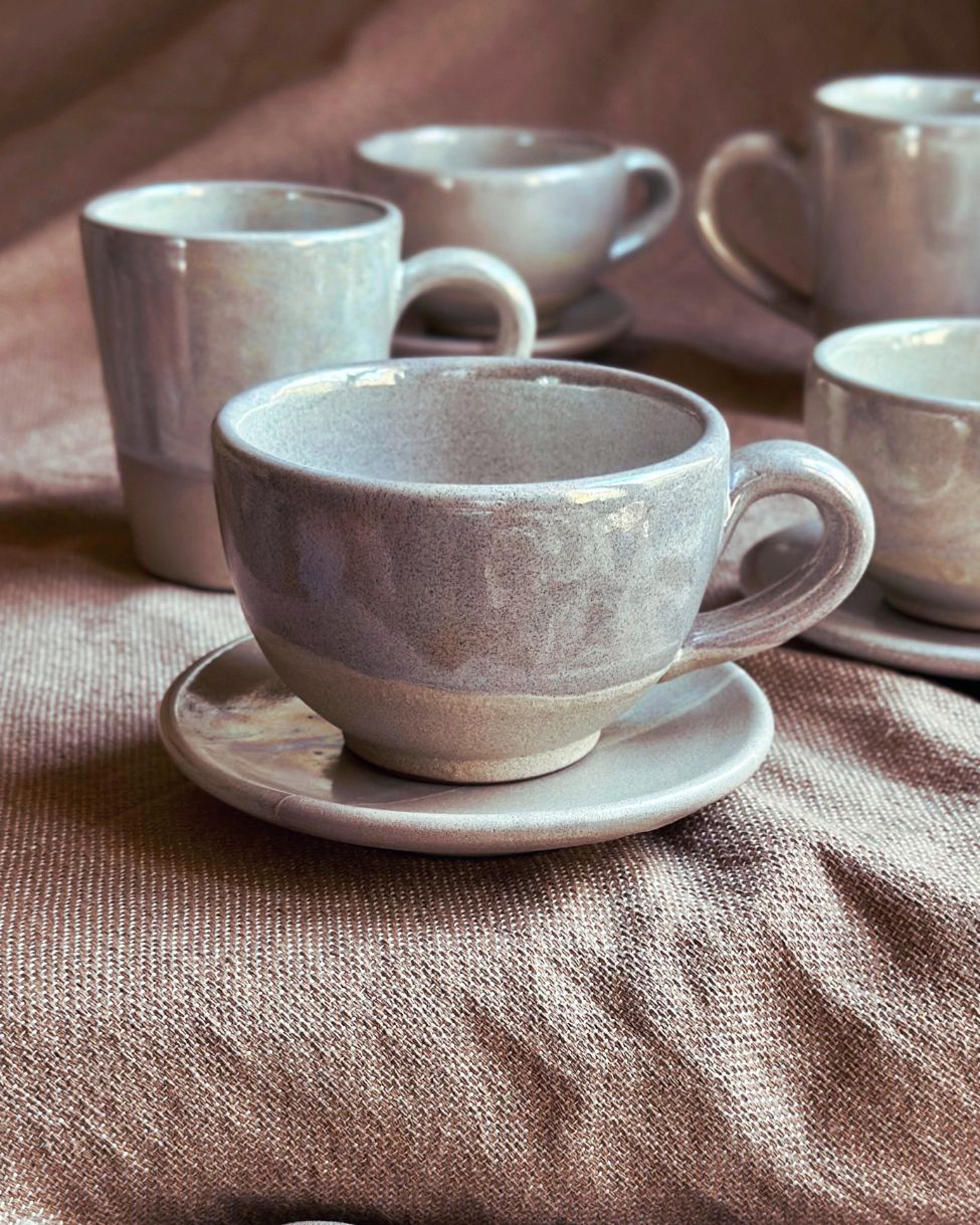 Pearl Oyster Cappuccino Cup Set - Los Artisans