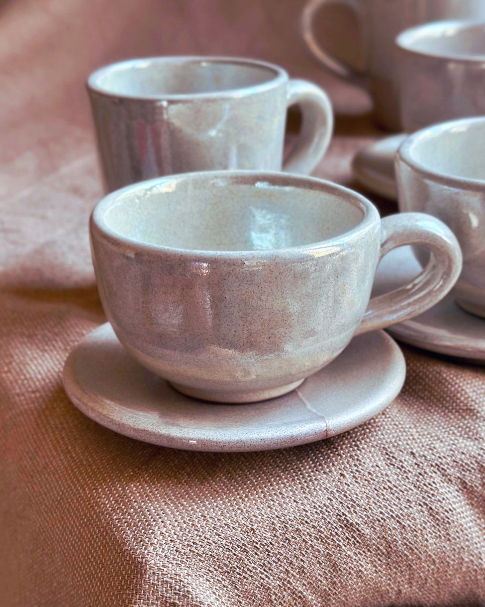 Pearl Oyster Cappuccino Cup Set - Los Artisans