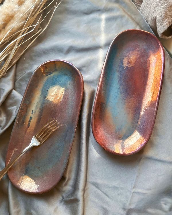 Maroon Shimmer Appetizer Platter - Los Artisans