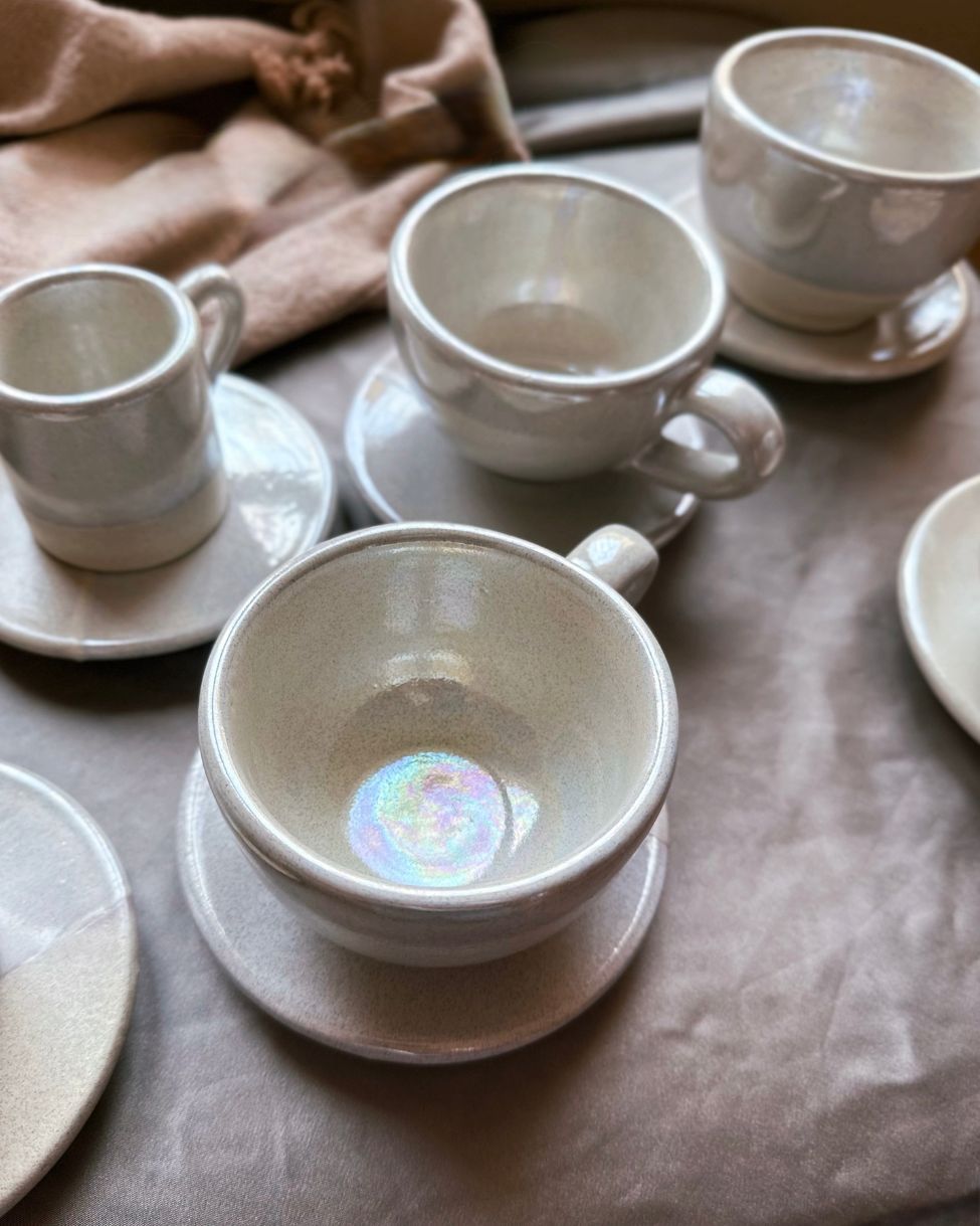 Pearl Oyster Cappuccino Cup Set - Los Artisans