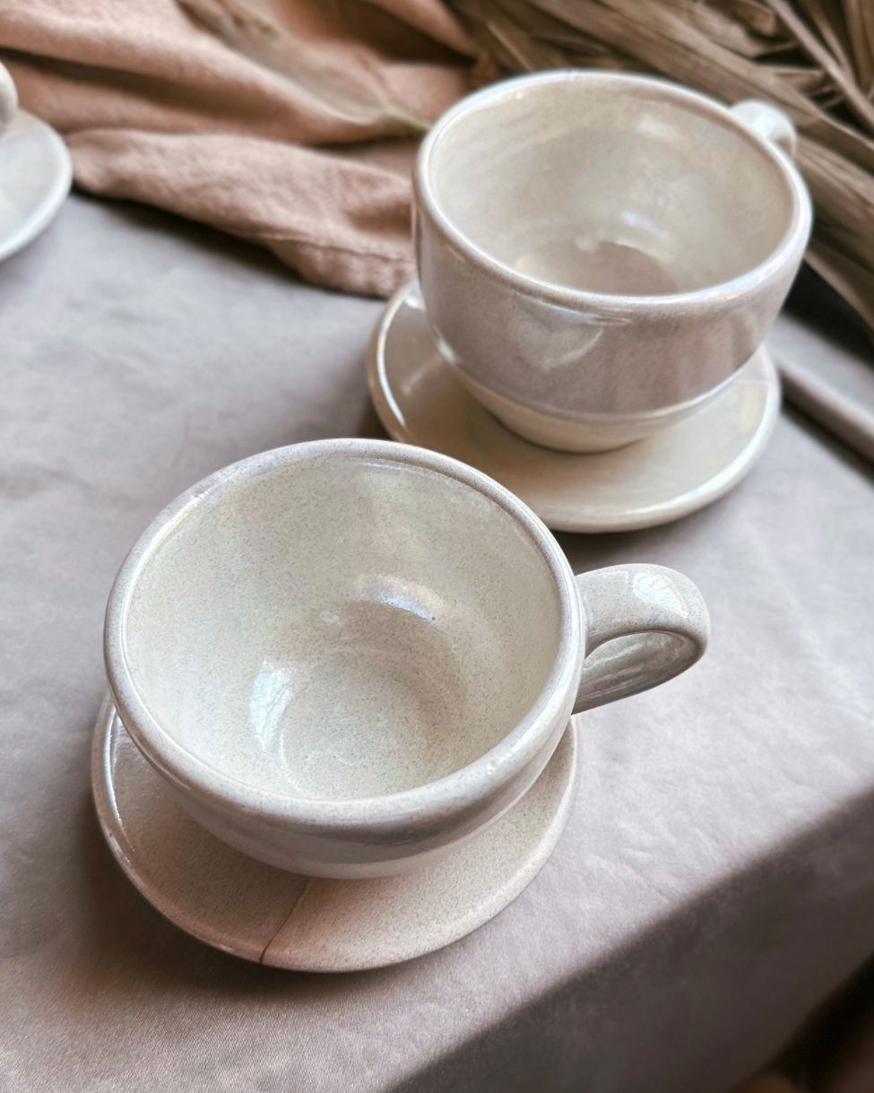 Pearl Oyster Cappuccino Cup Set - Los Artisans