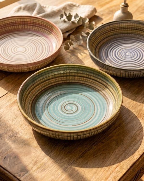 Earthy Spiral - Deep Serving Dish - Los Artisans