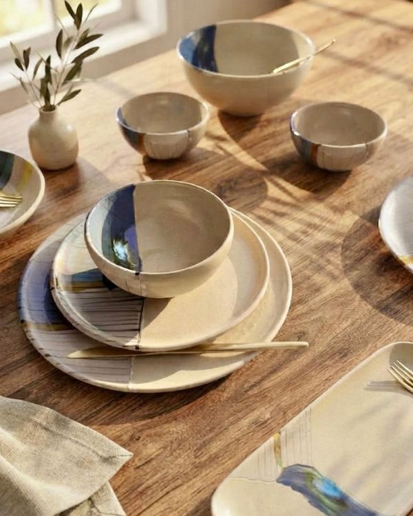 Abstract Blonde Dinner Set - Los Artisans
