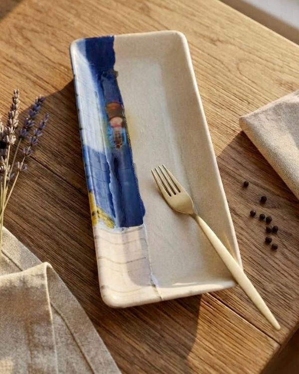 Abstract Blonde Rectangular Platter - Los Artisans