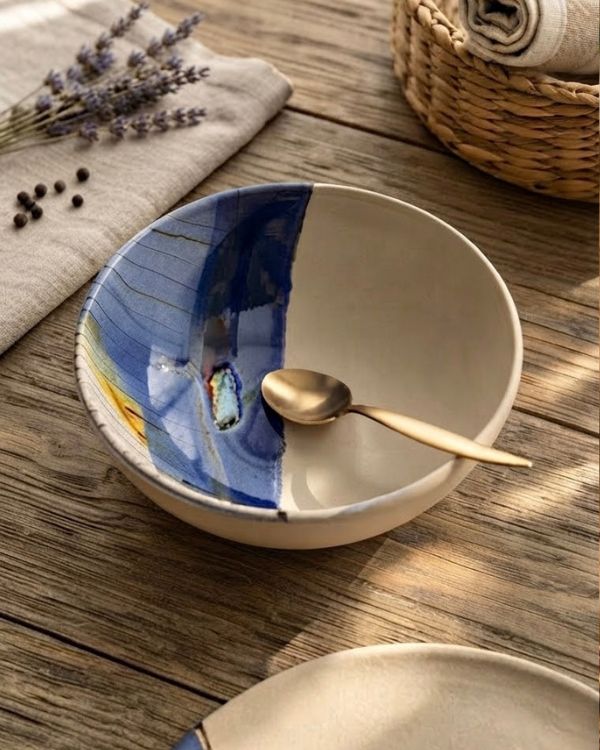 Abstract Blonde Serving/Salad Bowl
