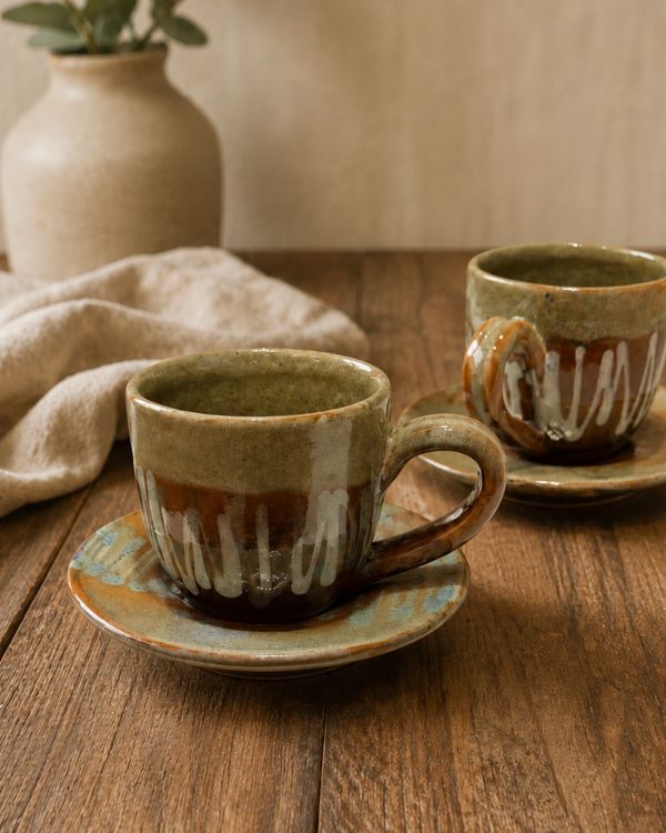 The Earthy Espresso Cup & Saucer Set - Los Artisans