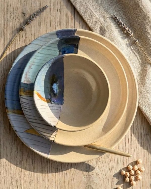 Abstract Blonde Dinner Set - Los Artisans