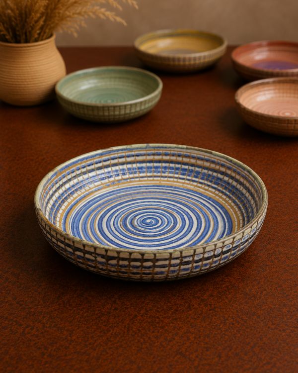Earthy Spiral - Deep Serving Dish - Los Artisans
