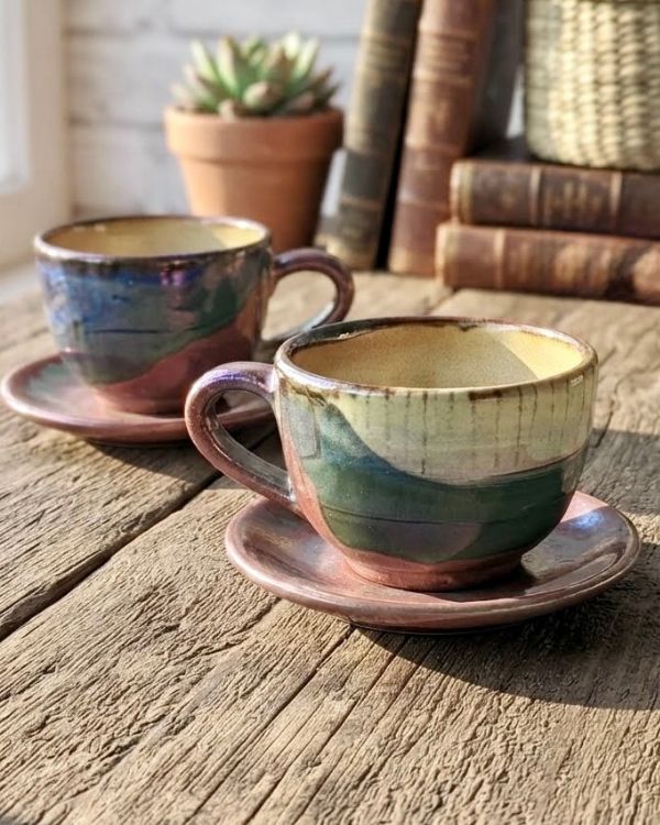 Abstract Art Cappuccino Cup Set - Los Artisans