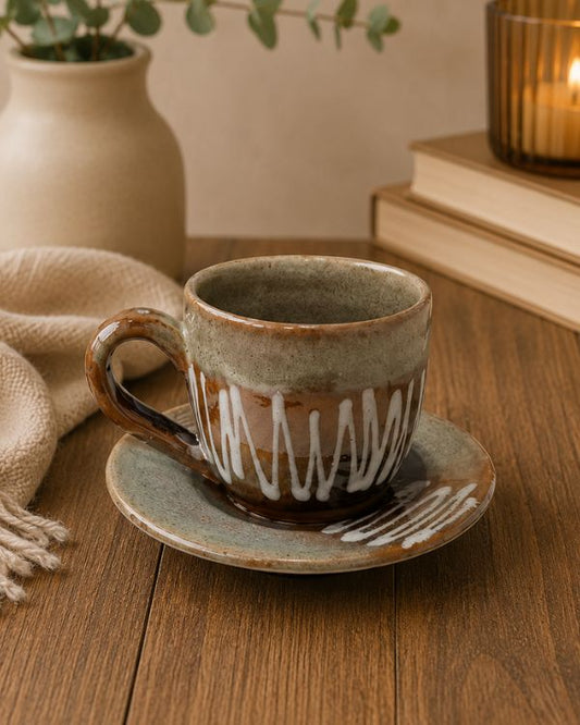 The Earthy Espresso Cup & Saucer Set - Los Artisans
