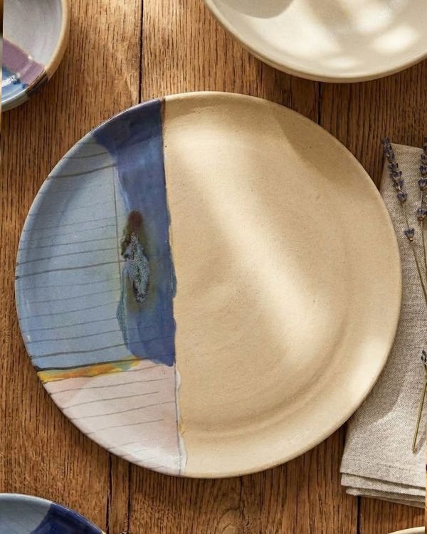 Abstract Blonde Dinner Plate - Los Artisans