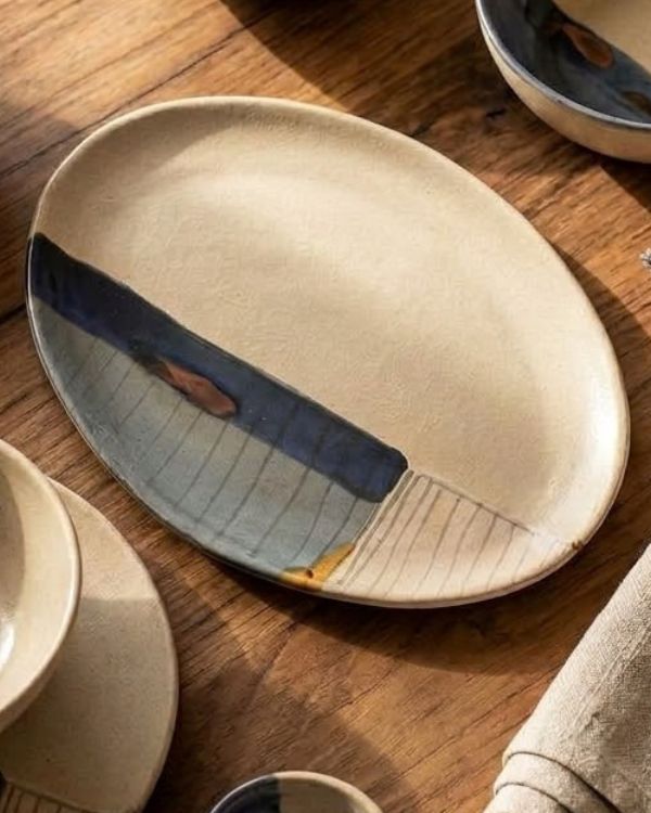 Abstract Blonde Serving Platter - Los Artisans