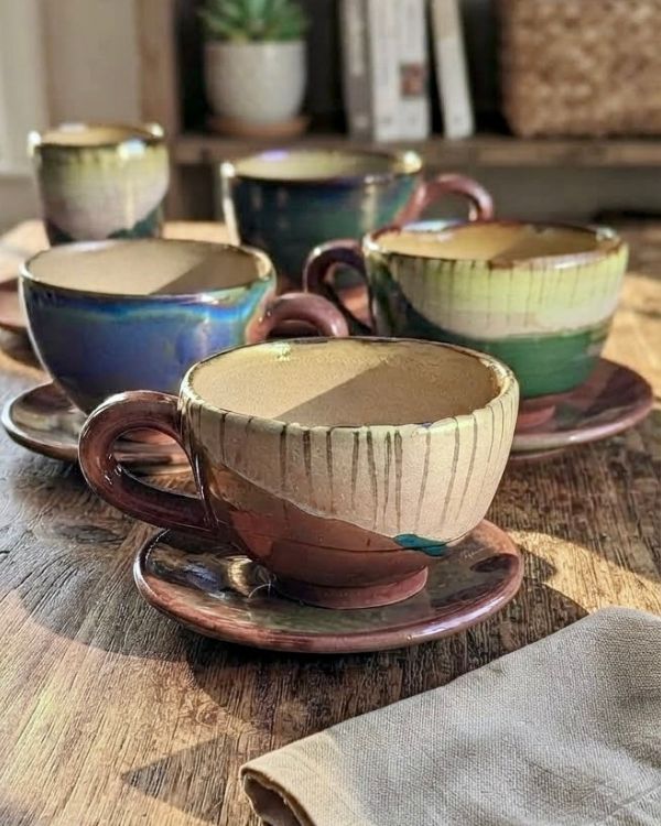 Abstract Art Cappuccino Cup Set - Los Artisans