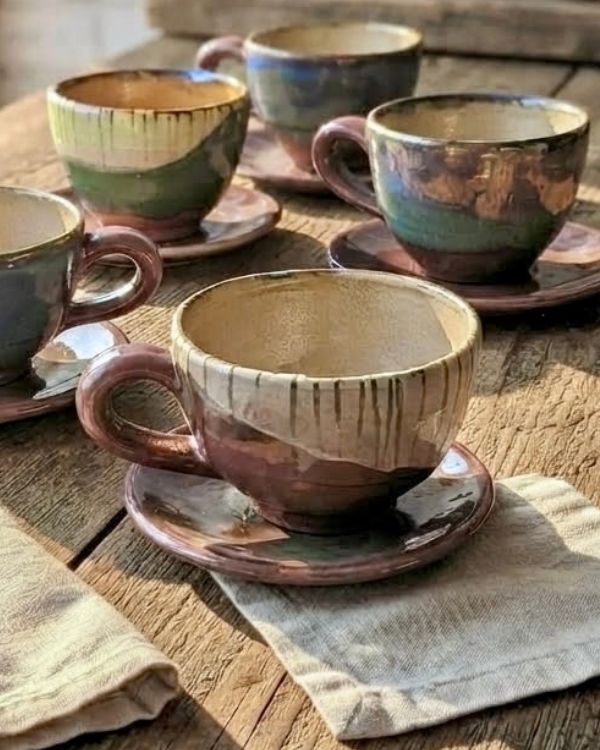 Abstract Art Cappuccino Cup Set - Los Artisans