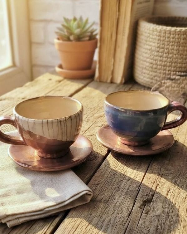 Abstract Art Cappuccino Cup Set - Los Artisans