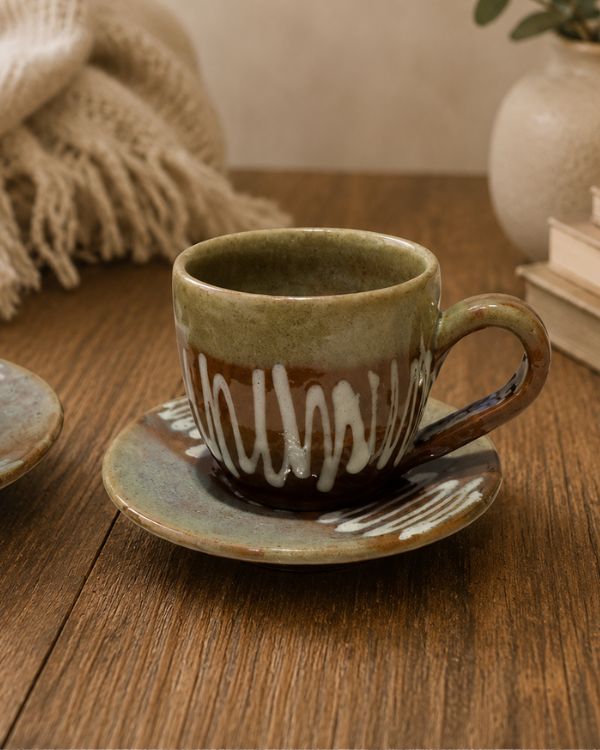 The Earthy Espresso Cup & Saucer Set - Los Artisans