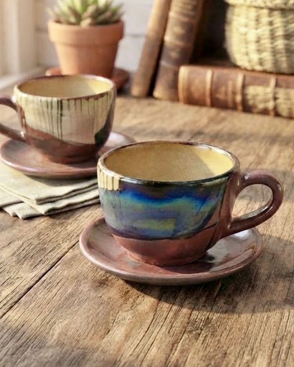 Abstract Art Cappuccino Cup Set - Los Artisans