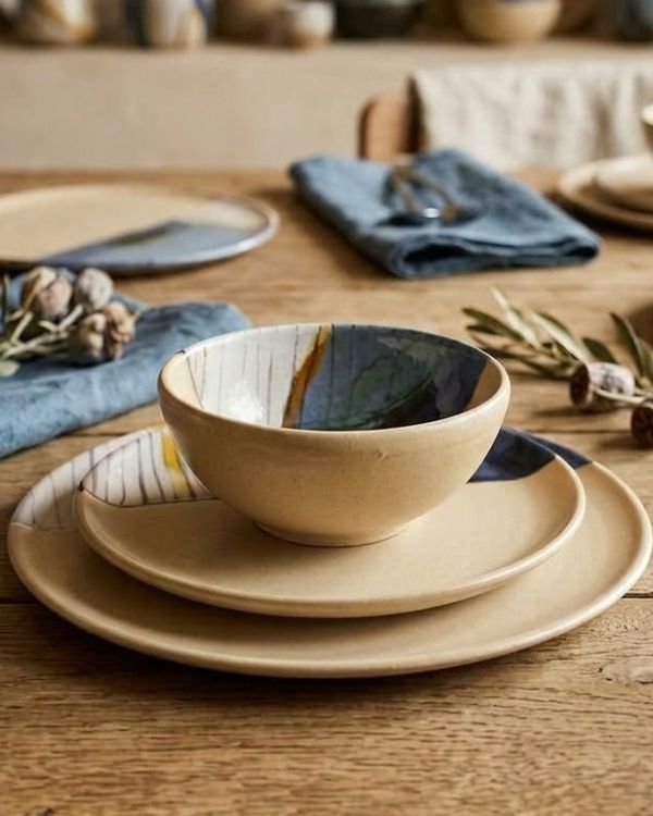 Abstract Blonde Dinner Set - Los Artisans