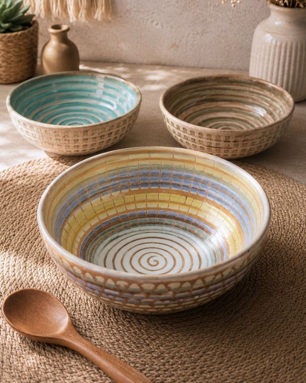 Earthy Artisan Serving/Salad Bowl - Los Artisans
