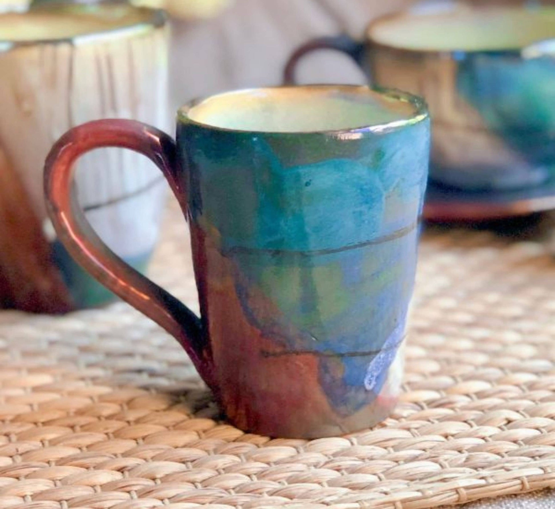 Artistic Mug | Abstract Art Design | Multi-Color & Metallic Highlights | Artisanal Ceramic Coffee Latte Cappuccino Mug Set | Holiday Gift