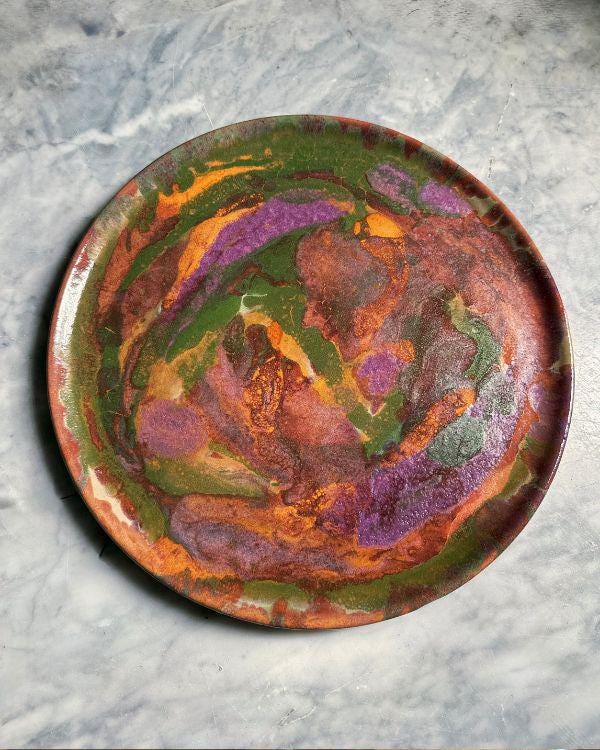 Artisan Glaze Decorative Plate: Earthenware Ceramic Statement Piece