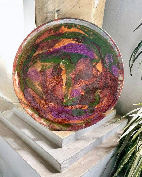 Artisan Glaze Decorative Plate: Earthenware Ceramic Statement Piece