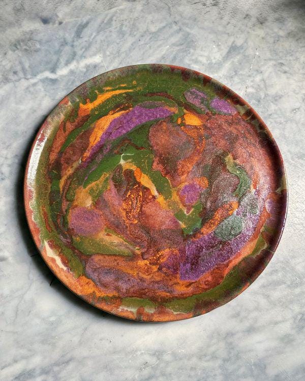 Artisan Glaze Decorative Plate: Earthenware Ceramic Statement Piece