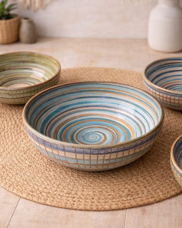 Earthy Artisan Serving Bowl | Salad Ceramic Bowl | Earth Tones | Different Designs | Artisan Tableware