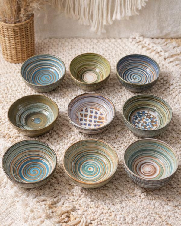 Earthy Artisan Serving Bowl | Salad Ceramic Bowl | Earth Tones | Different Designs | Artisan Tableware