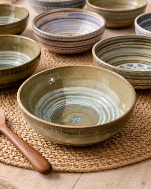 Earthy Artisan Serving Bowl | Salad Ceramic Bowl | Earth Tones | Different Designs | Artisan Tableware