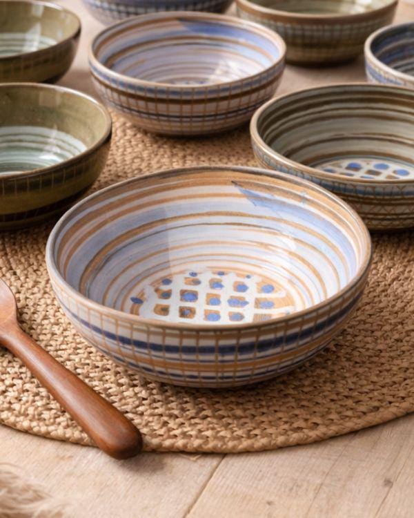 Earthy Artisan Serving Bowl | Salad Ceramic Bowl | Earth Tones | Different Designs | Artisan Tableware