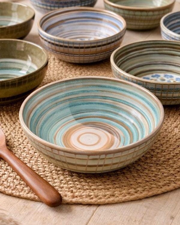 Earthy Artisan Serving Bowl | Salad Ceramic Bowl | Earth Tones | Different Designs | Artisan Tableware