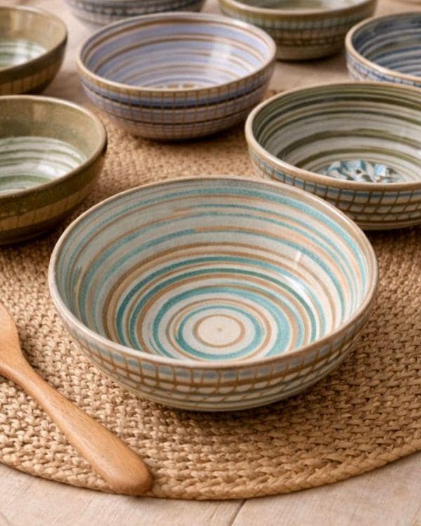 Earthy Artisan Serving Bowl | Salad Ceramic Bowl | Earth Tones | Different Designs | Artisan Tableware
