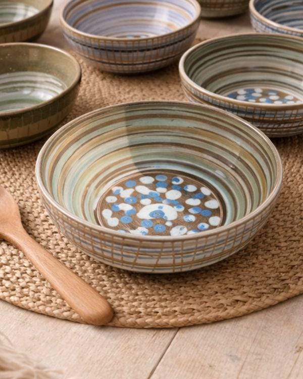 Earthy Artisan Serving Bowl | Salad Ceramic Bowl | Earth Tones | Different Designs | Artisan Tableware