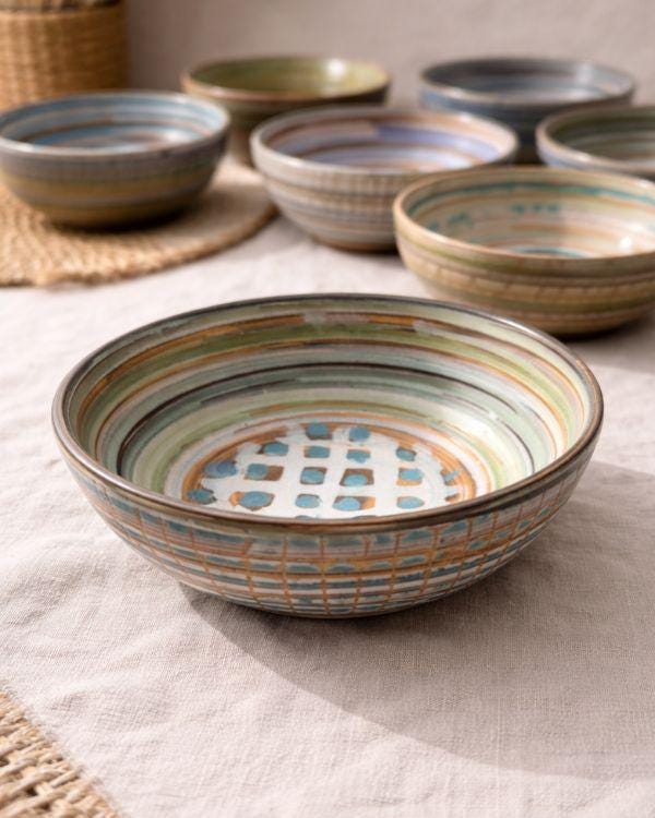 Earthy Artisan Serving Bowl | Salad Ceramic Bowl | Earth Tones | Different Designs | Artisan Tableware