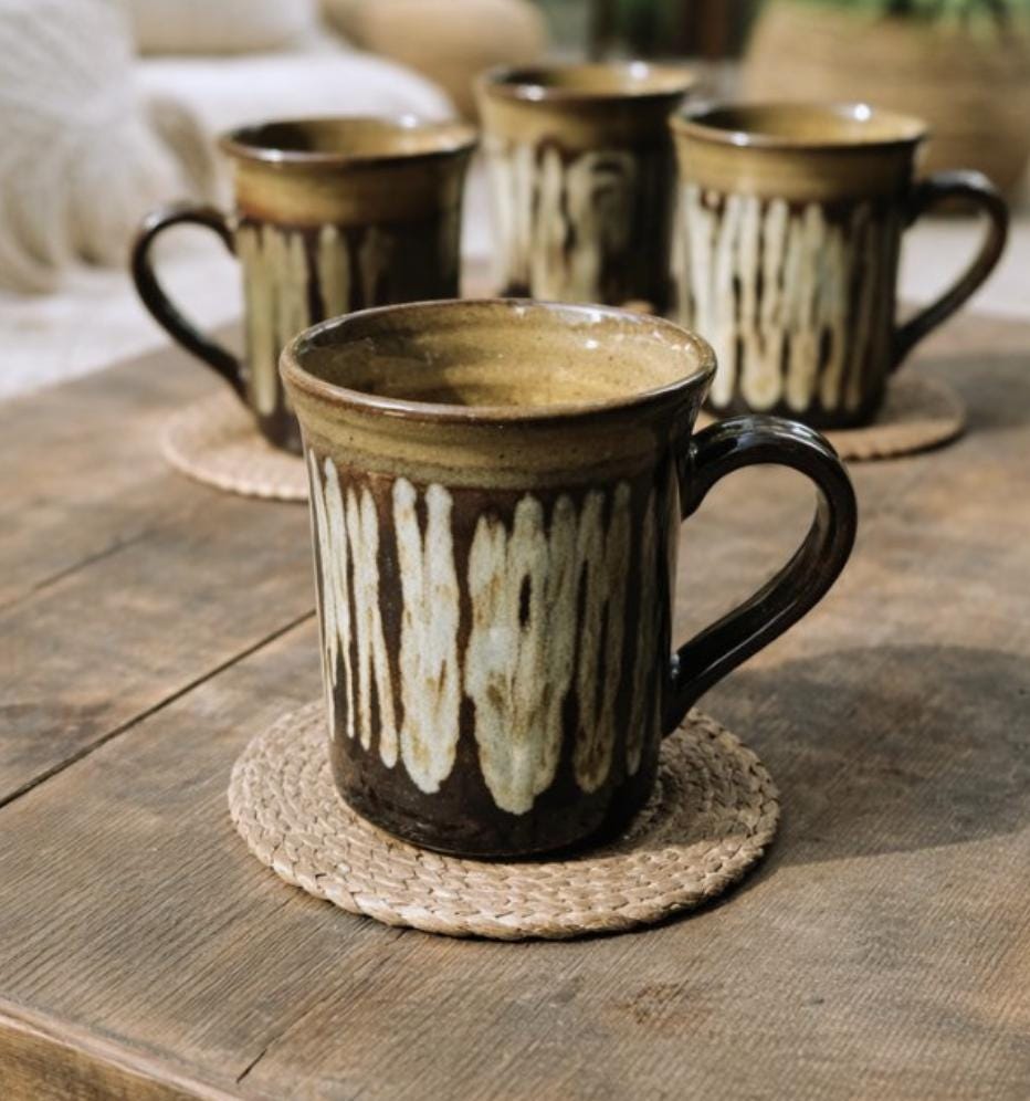 Lotus-Shaped Mug | Earthy Palette | for Coffee, Tea | Dishwasher and Microwave-Safe