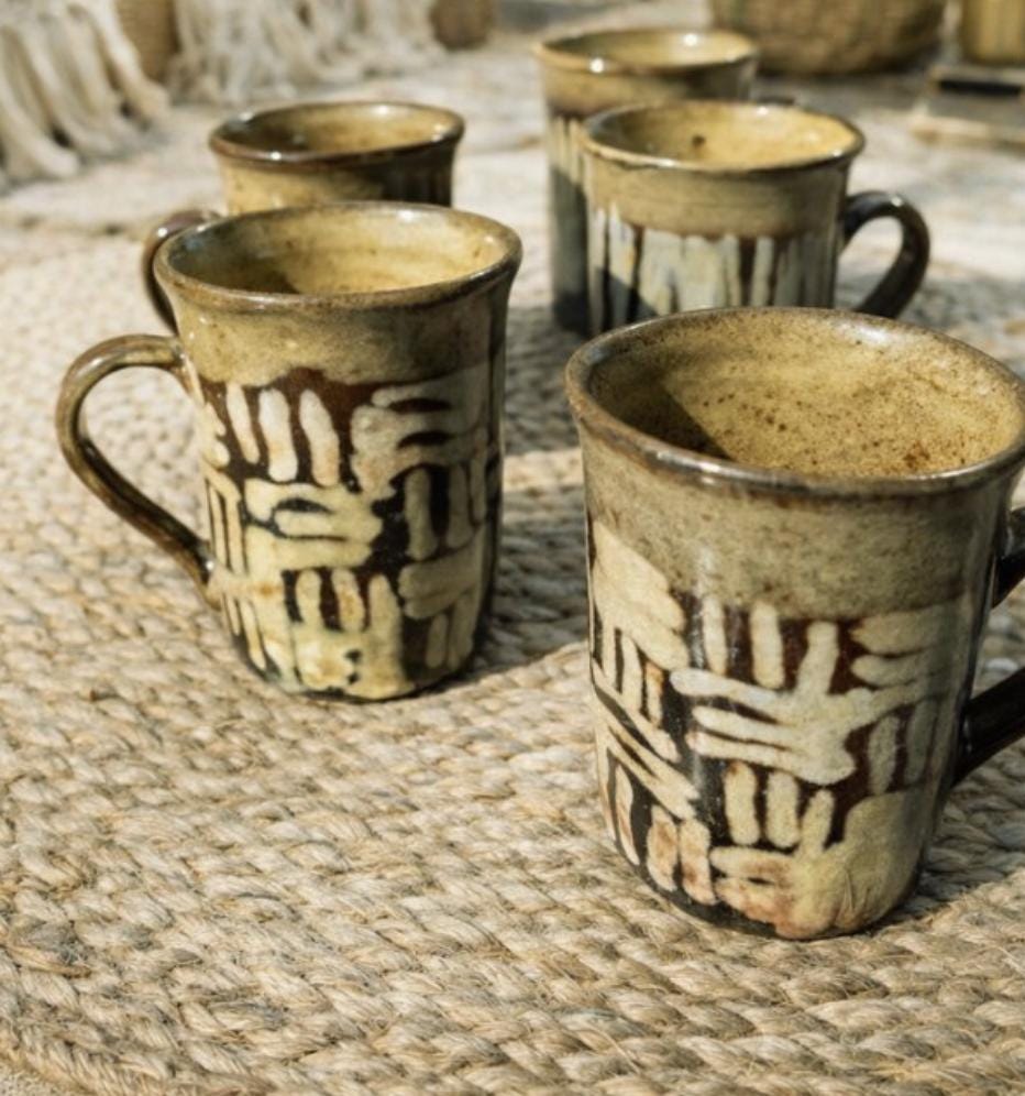 Lotus-Shaped Mug | Earthy Palette | for Coffee, Tea | Dishwasher and Microwave-Safe