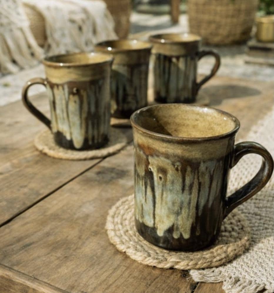 Lotus-Shaped Mug | Earthy Palette | for Coffee, Tea | Dishwasher and Microwave-Safe